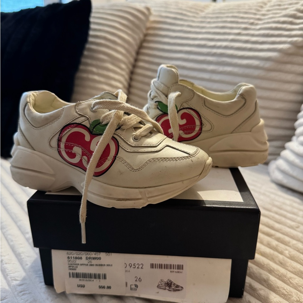 Children’s Gucci Rhyton Double-G Apple Print Sneaker